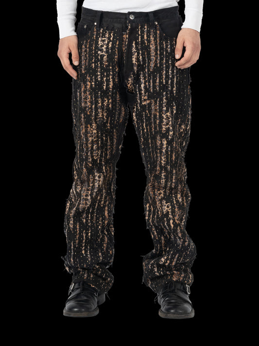 Leopard Boro Denim