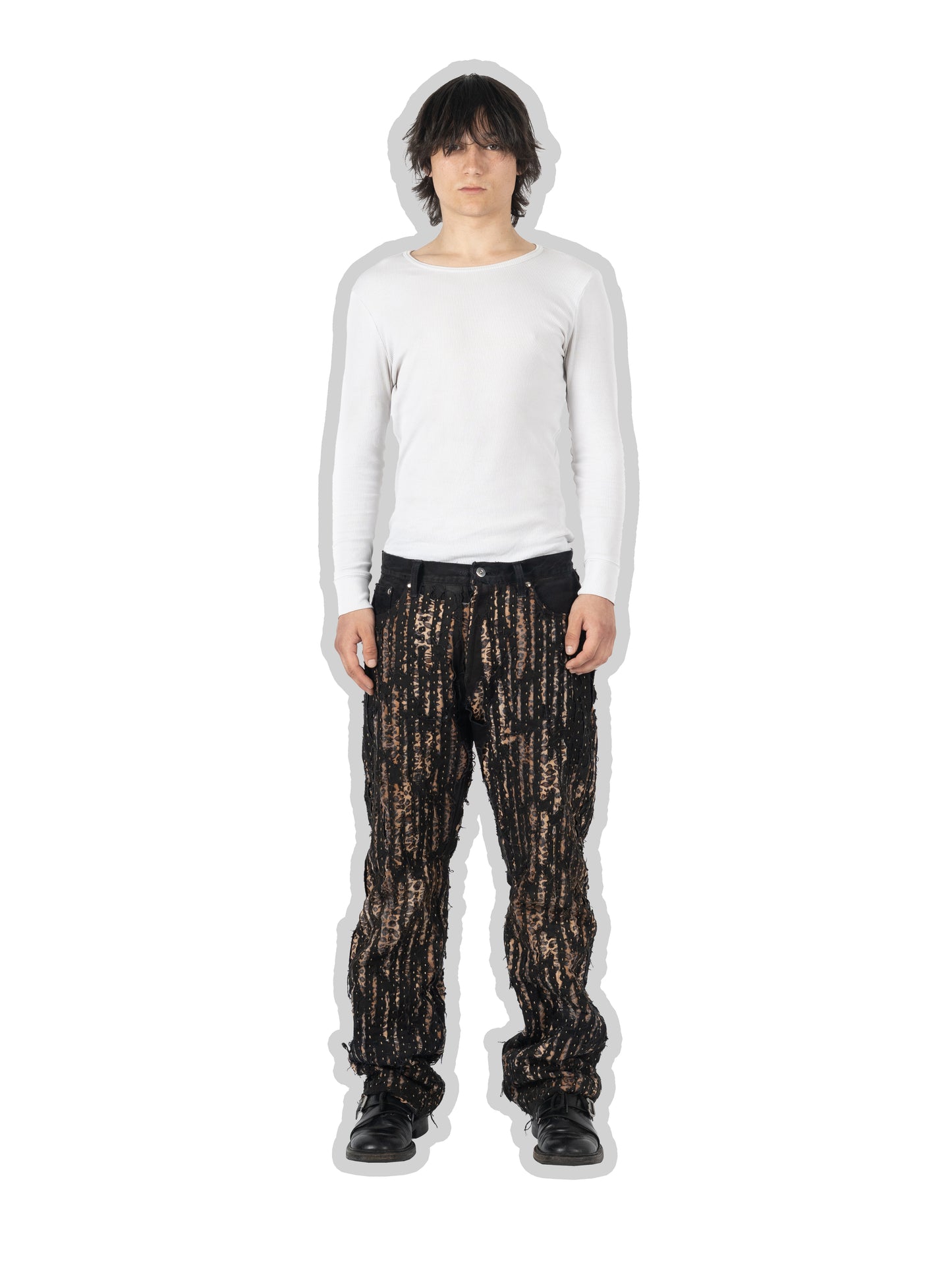 Leopard Boro Denim